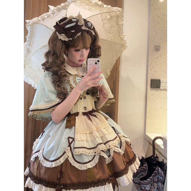 Mint Chocolate Sweet Girl Doll Tea Party Fashion Dramatic Ruffle Cake Dress