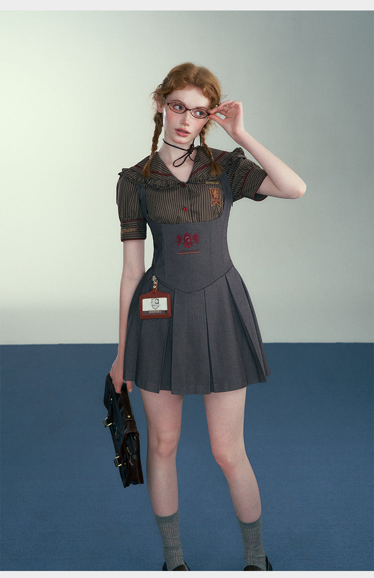 Academic Department Skirt Set Joint Fish Bone Waist Strap College Style Suit Academy Style