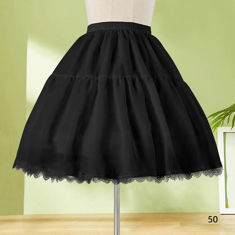 Petticoat Lolita Soft Black Hoopless Crinoline Adjustable Under skirt for Hanfu Ma Mian Skirt Light Fluffy