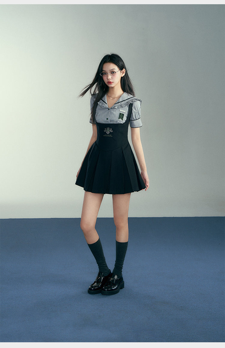 Academic Department Skirt Set Joint Fish Bone Waist Strap College Style Suit Academy Style
