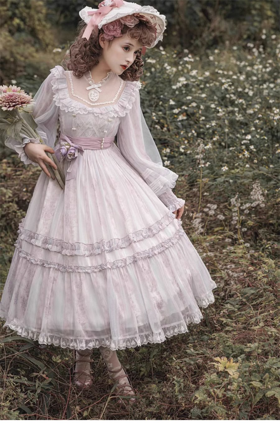 4XL Lolita Dress Plus Size Girls Classic Dress Elegant Long-sleeved Lolita Dress Spring and Autumn One Piece Dress