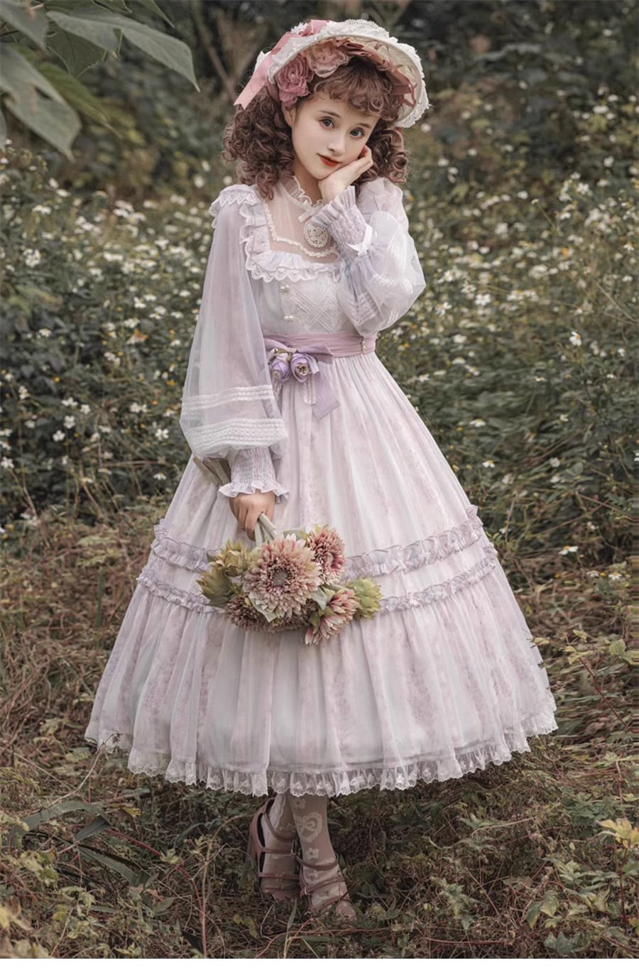 4XL Lolita Dress Plus Size Girls Classic Dress Elegant Long-sleeved Lolita Dress Spring and Autumn One Piece Dress