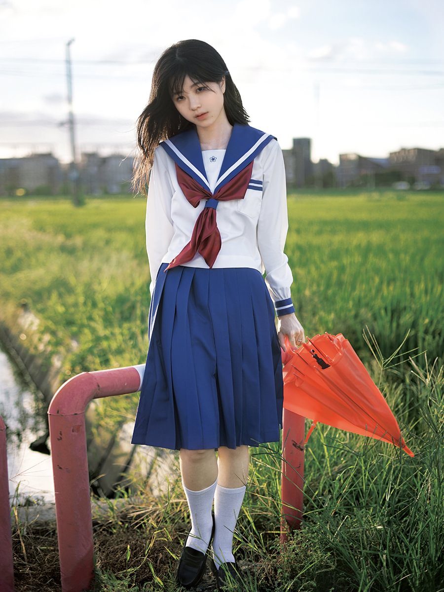 4XL Plus Size Japanese School Uniform Style Sailor Dress with Red Accents Set 5XL