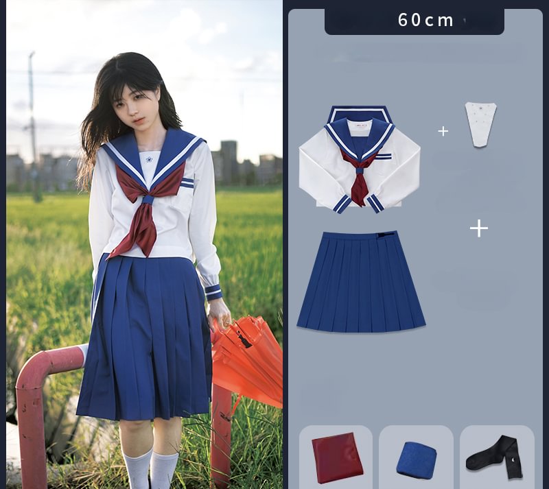 4XL Plus Size Japanese School Uniform Style Sailor Dress with Red Accents Set 5XL