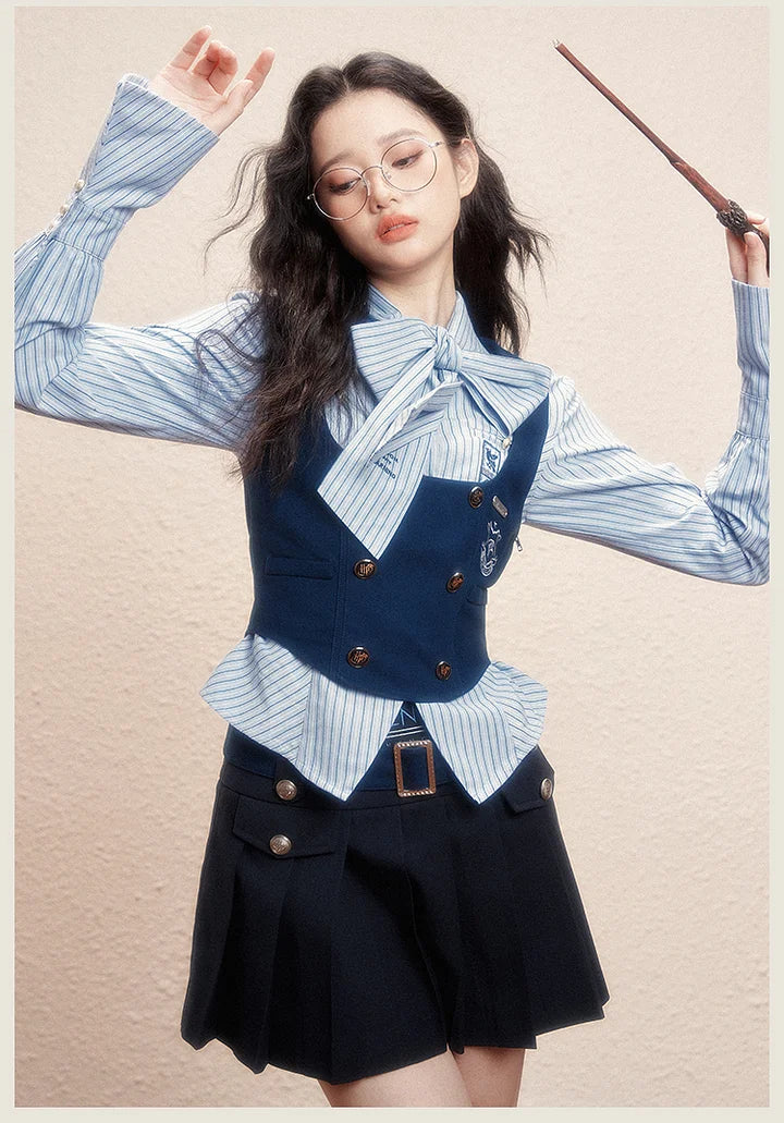 Academic Department Set Joint Skirt A-shaped Skirt College Pleated Skirt