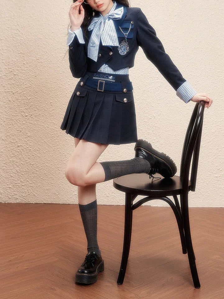 Academic Department Set Joint Skirt A-shaped Skirt College Pleated Skirt
