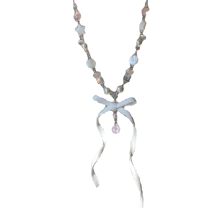 Lolita Necklace Ballet Style Pearl Streamer Bow Exquisite Dream Pentagram Sweet