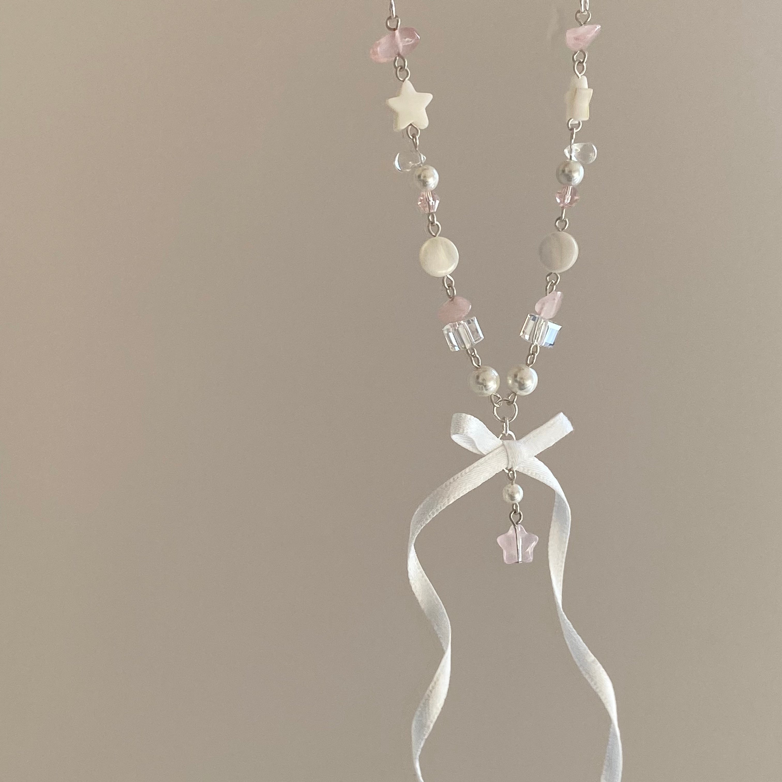 Lolita Necklace Ballet Style Pearl Streamer Bow Exquisite Dream Pentagram Sweet