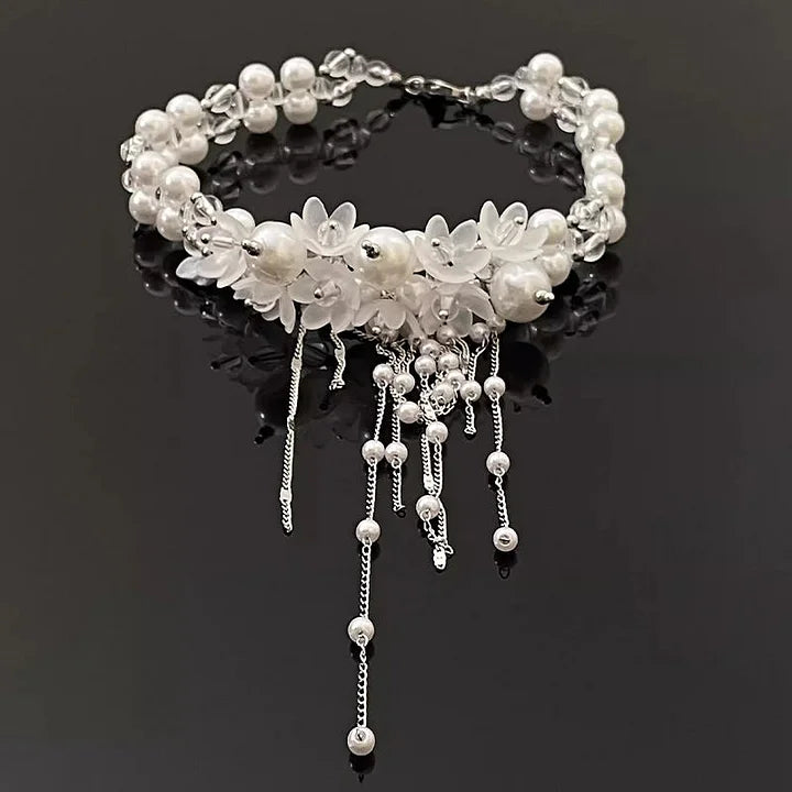 Baroque White Floral Pearl Choker Lolita Elegant Necklace Wedding