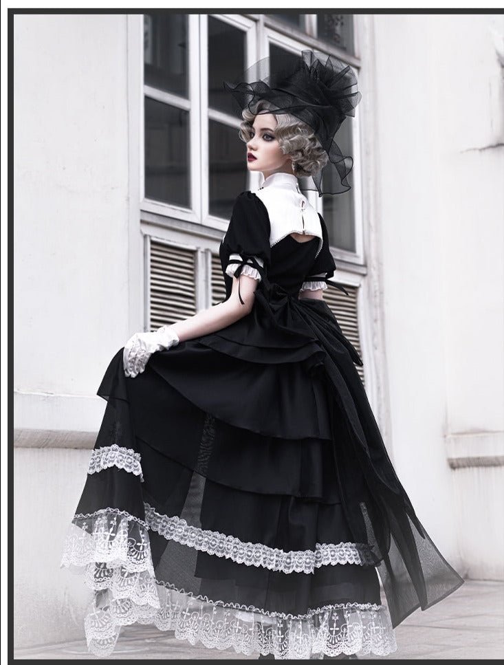 Black Elegant High Gothic Lolita Dress Fishtail SK