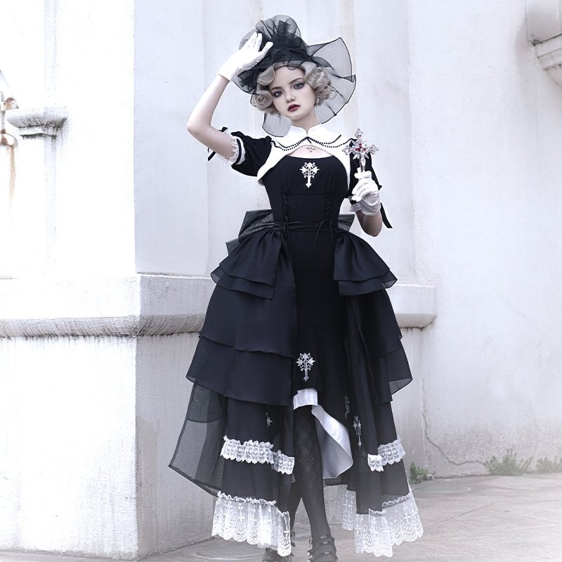 Black Elegant High Gothic Lolita Dress Fishtail SK