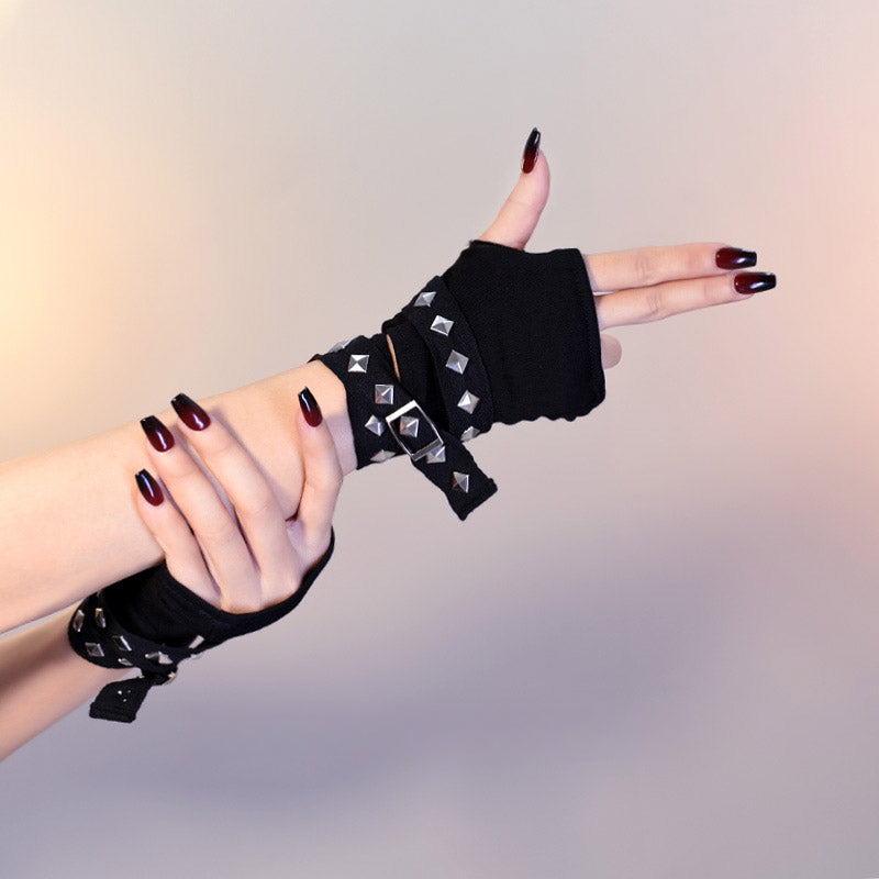 Black Lolita Cyberpunk Gothic Gloves Accessories