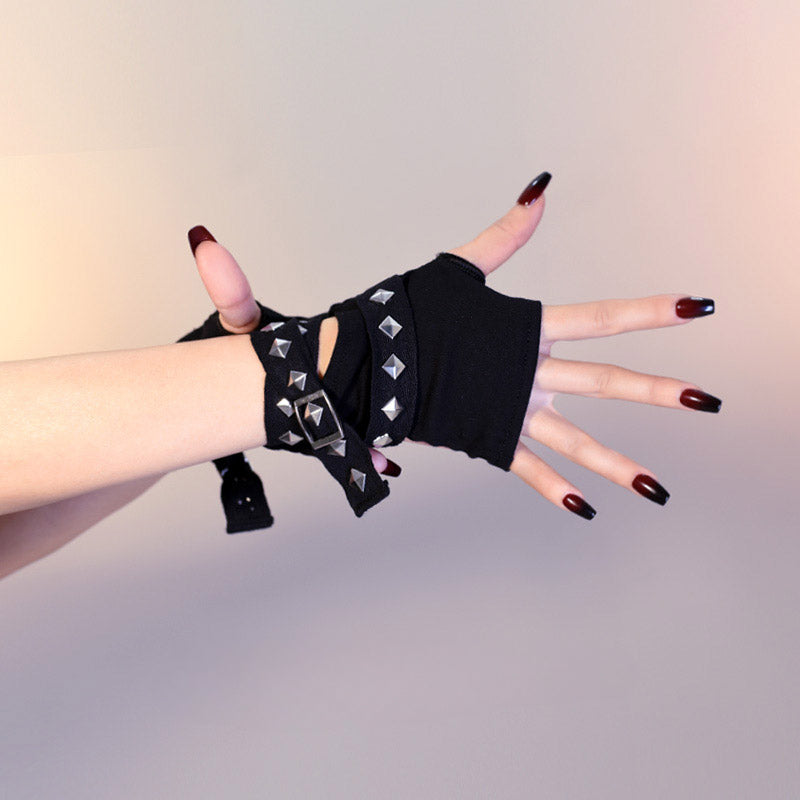 Black Lolita Cyberpunk Gothic Gloves Accessories