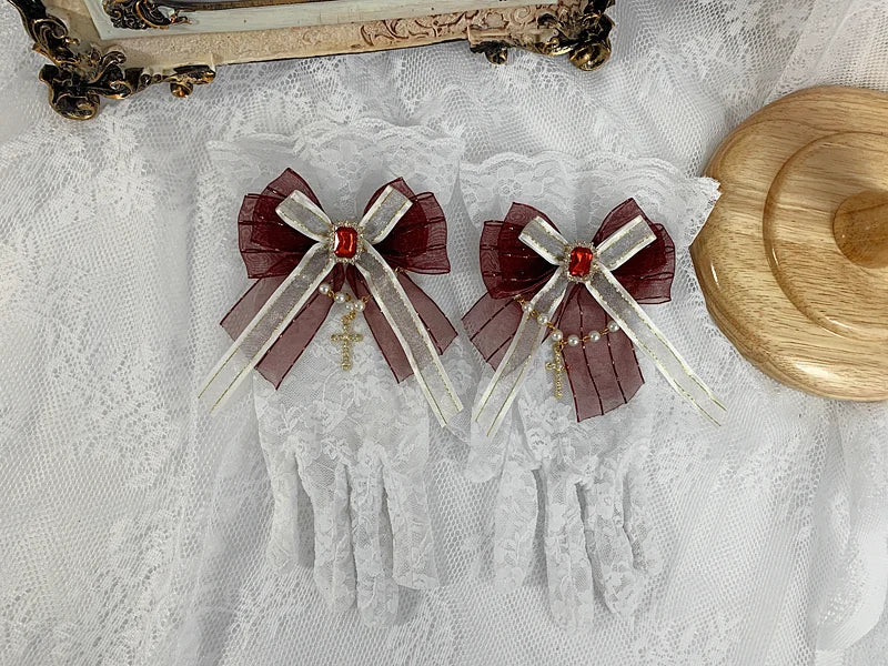 Black Lolita Handmade Gothic Elegant Lace Gloves Sleeve Accessories