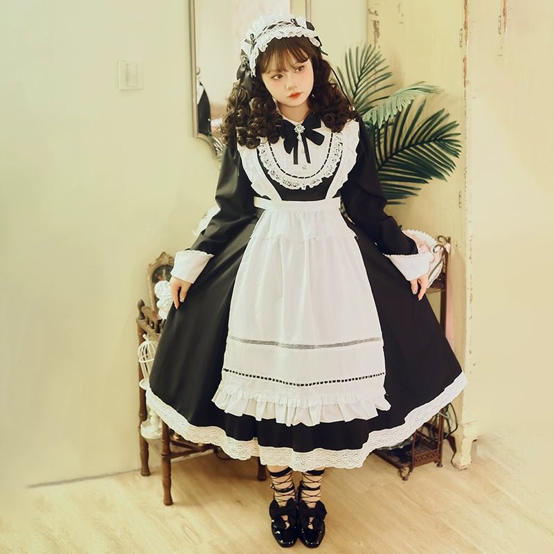 Classic Lolita Black Long Sleeve Long Dress Long Sleeve Lolita OP Dress
