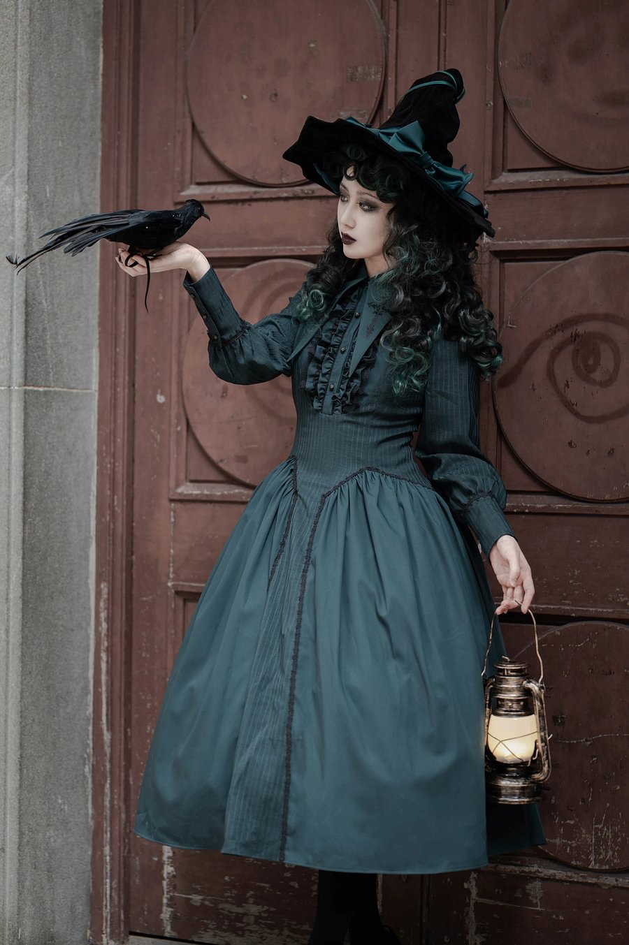 Black Plaid Gothic Dress JSK Lolita OP Embroidery Tier Hem