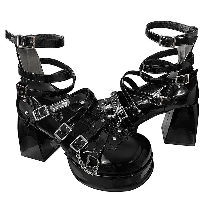 Lolita Shoes Black Punk Goth High Heels Marie Jean Sweet Cool Style