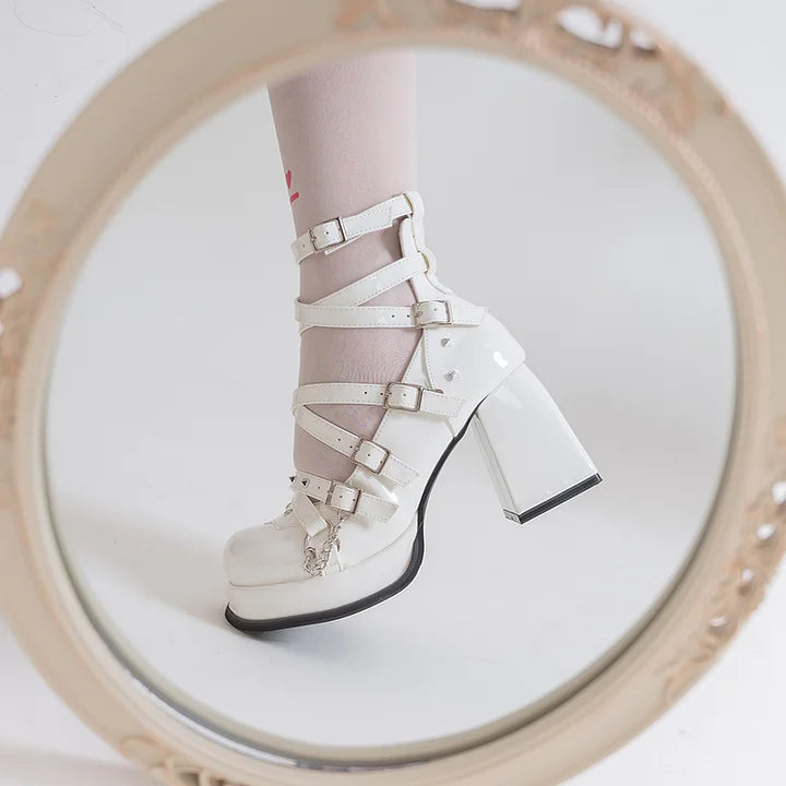 Lolita Shoes Black Punk Goth High Heels Marie Jean Sweet Cool Style