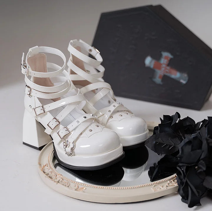 Lolita Shoes Black Punk Goth High Heels Marie Jean Sweet Cool Style