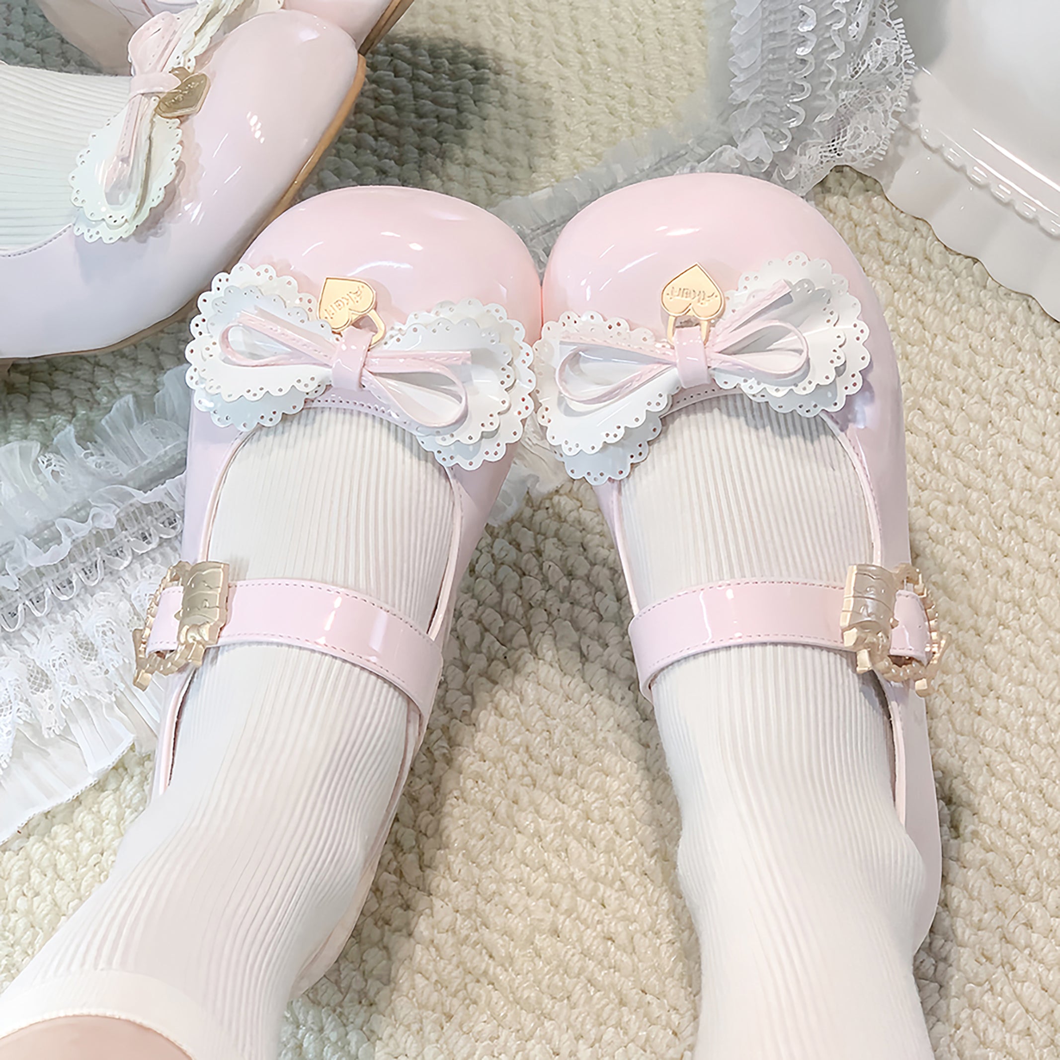 Bow Lolita Shoes Cute Doll Feeling Low Heel Single Shoes