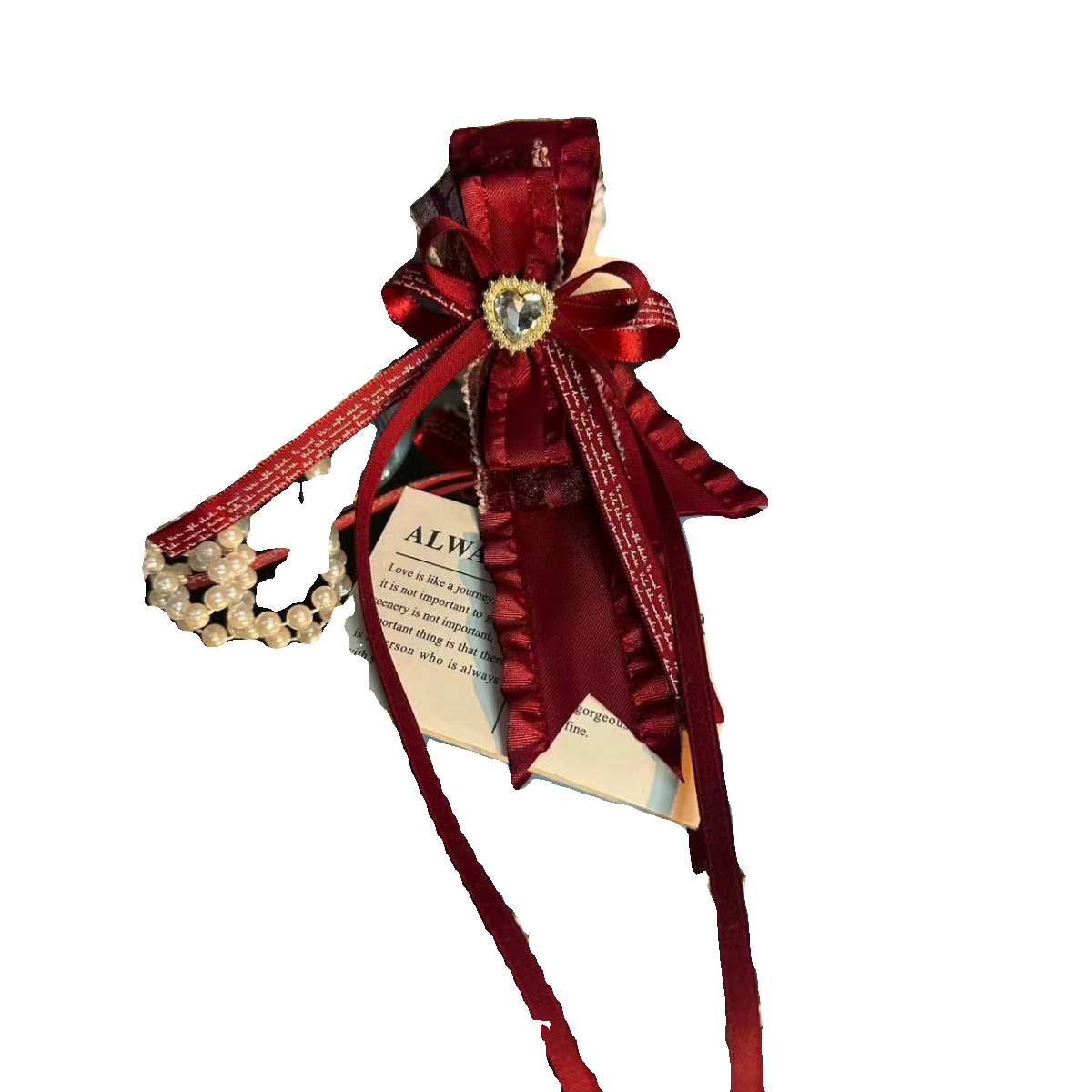 Lolita Hair Accessories Burgundy Black with Bow Pin Hairpin Streamer Hair Clip