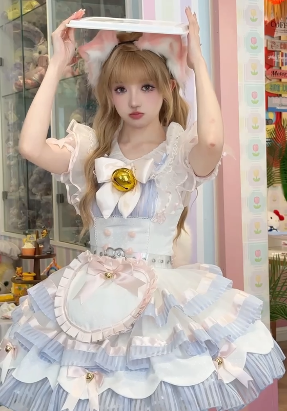 Cat Bell Sweet Beautiful Woman Servant Lolita Cute Dress Suit