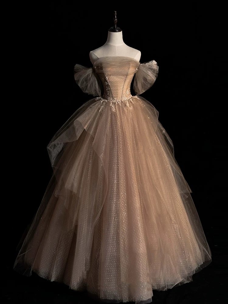 Champagne Glamorous Evening Gown French Elegant Princess Prom Dress Plus Size for Women