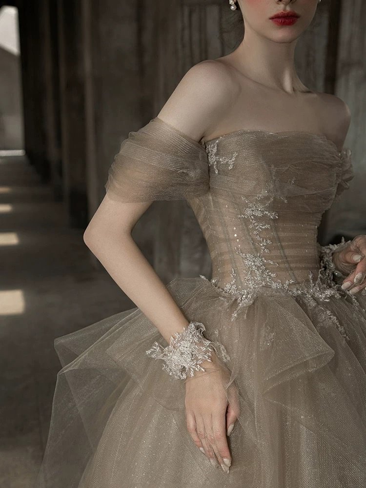 Champagne Glamorous Evening Gown French Elegant Princess Prom Dress Plus Size for Women