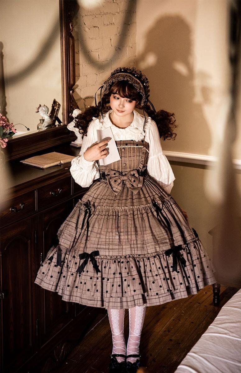 Chocolate Brown Classic Lolita JSK Dress Set Plus Size 3XL Lolita Dress  Jumper Skirt
