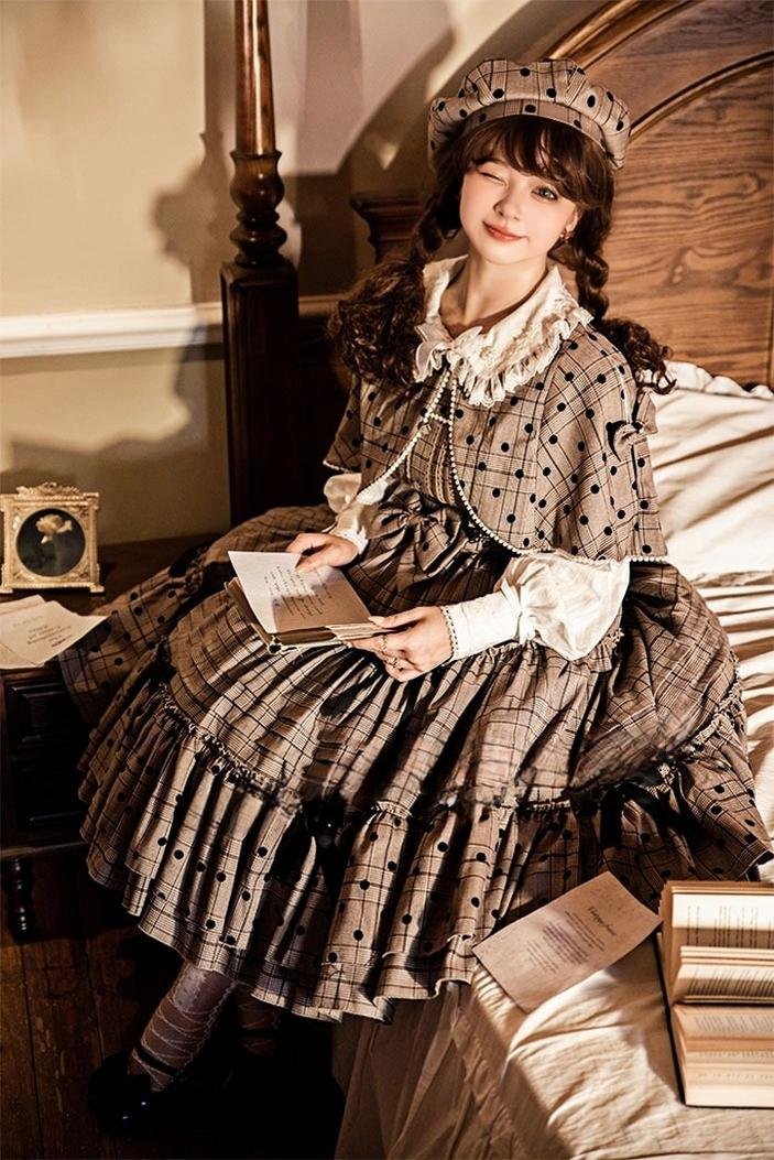 Chocolate Brown Classic Lolita JSK Dress Set Plus Size 3XL Lolita Dress  Jumper Skirt