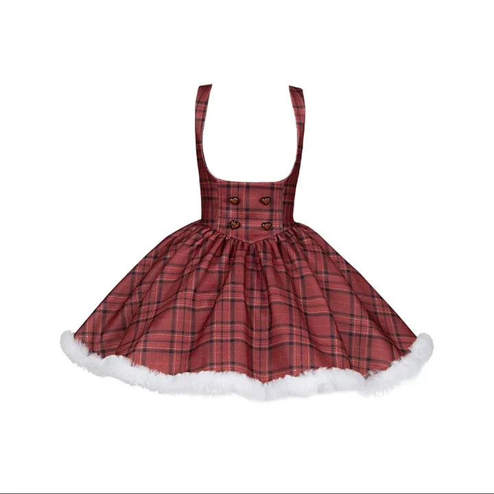 Christmas Dress Red Long and Short Fishbone Breast Support Cape Gemini Autumn&Winter Lolita