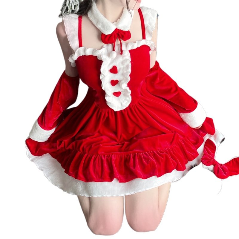 Sweet Lolita Dress Red Suit Bow JSK Fall Winter for Christmas
