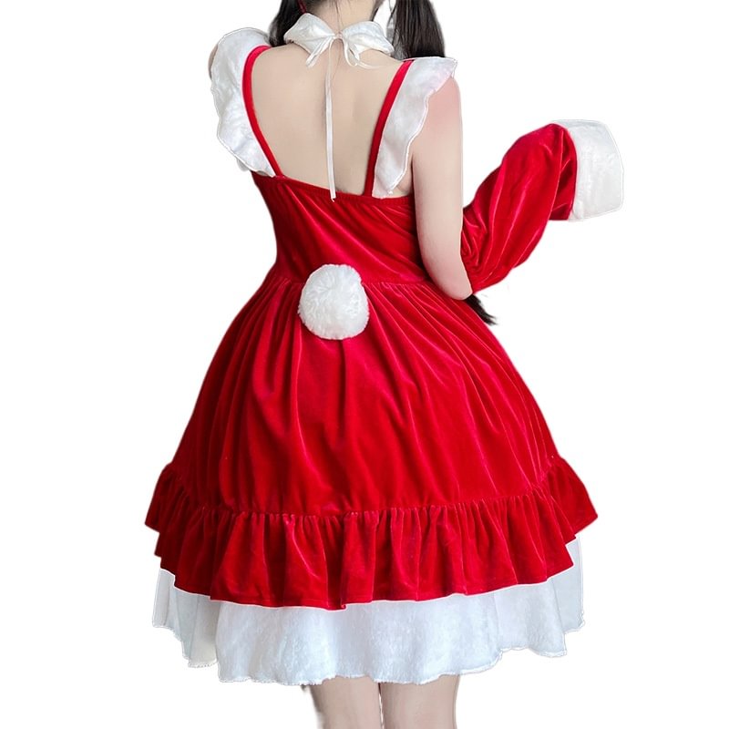 Sweet Lolita Dress Red Suit Bow JSK Fall Winter for Christmas