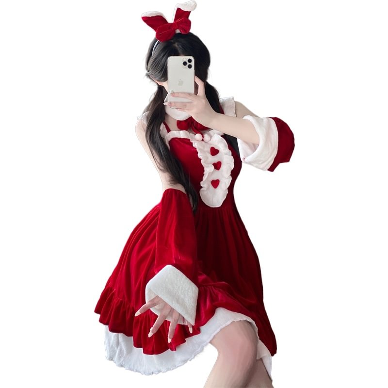 Sweet Lolita Dress Red Suit Bow JSK Fall Winter for Christmas