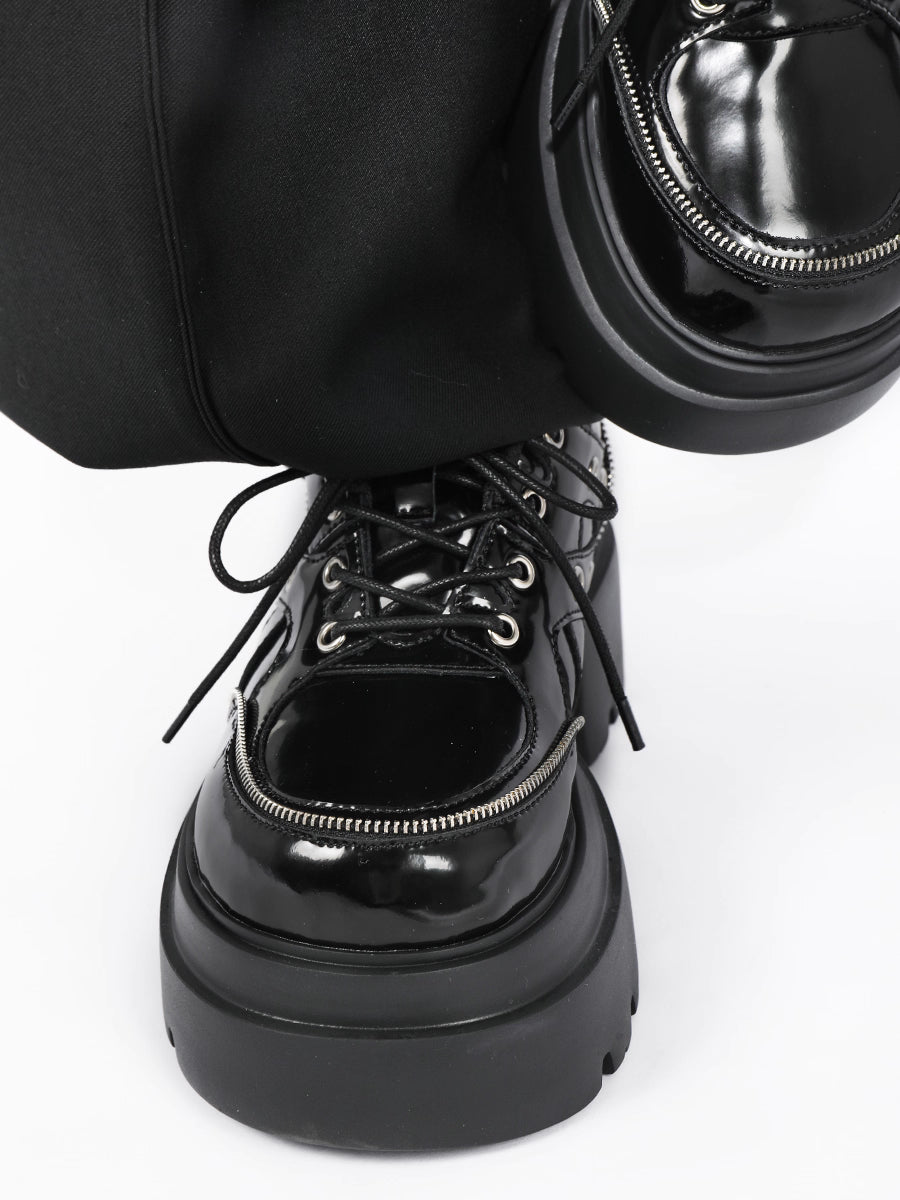 Lolita Shoes Chunky Platform Derby American Retro Mary Jane Lugg Sole Oxfords for Women