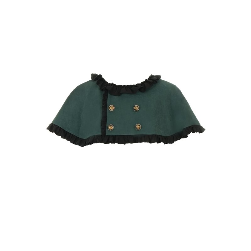 Classic Black and Green Contrast Op Cape 2-piece Set Lolita Autumn/winter Lolita Dresses