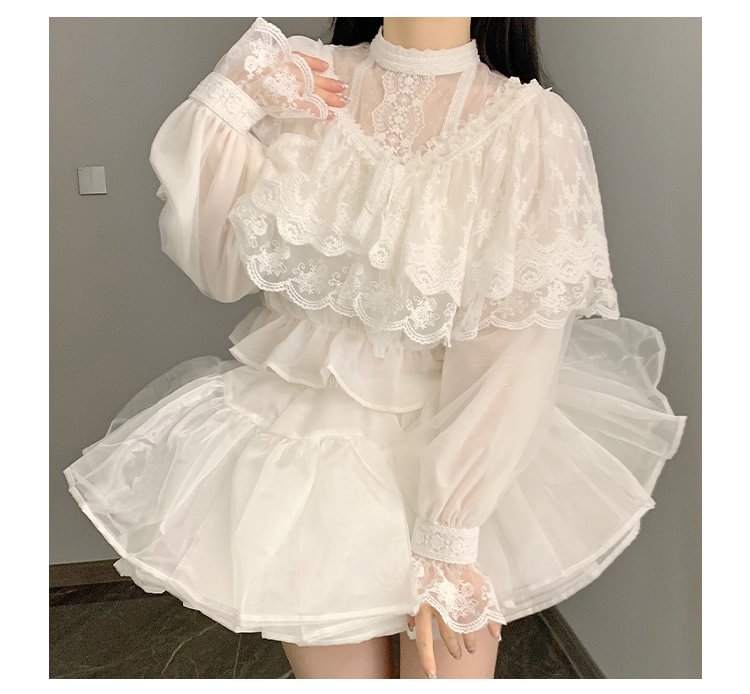 Classic Chinese Style Elegant Three Color Versatile Underwear Shawl for Spring and Autumn Blouse Shirt