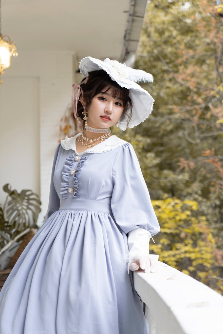 Classic College Style Student Red Pink Lolita Dress OP Simple Solid Color