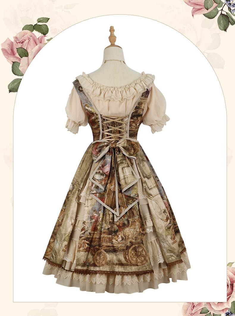 Classic Lolita Court Oil Print JSK Chocker Voyage Dress