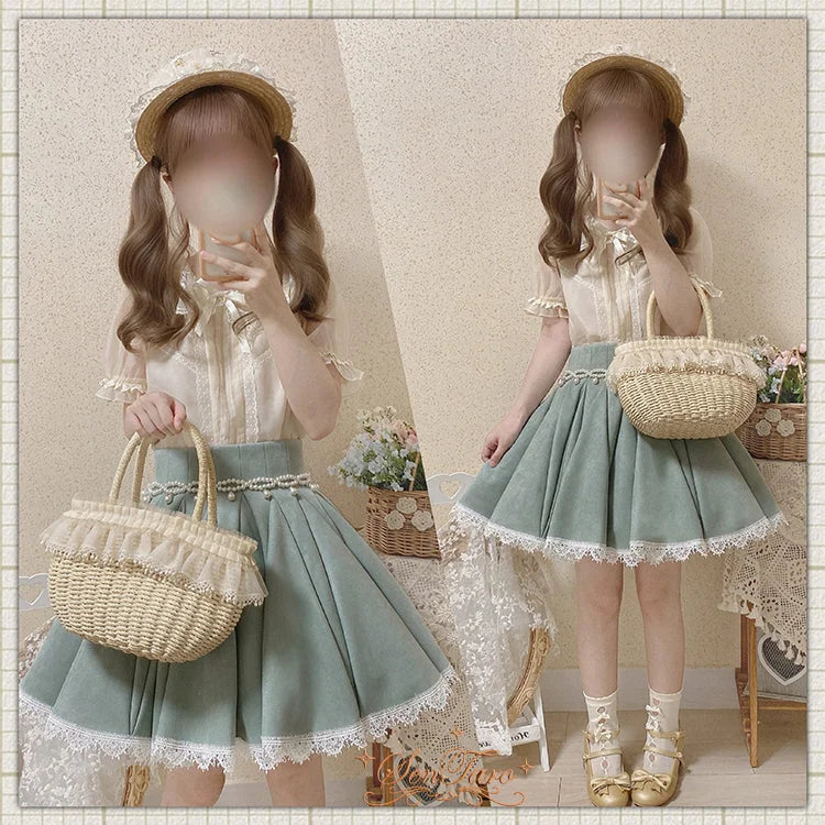 Classic Elegant Classic High Grass Green Waist Lolita Long Skirt Lolita Dresses