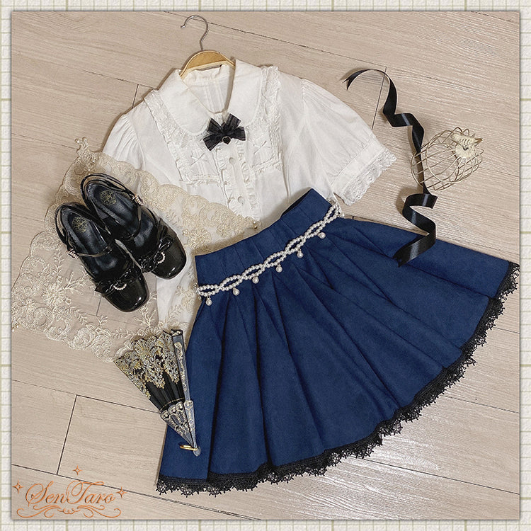 Classic Elegant Classic High Waist Lolita Navy Blue Long Skirt Lolita Dresses