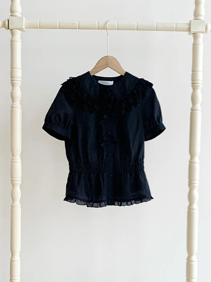 Classic Elegant Three-color Short-sleeved Inner Shirt Light Breathable Lolita Blouse Shirt