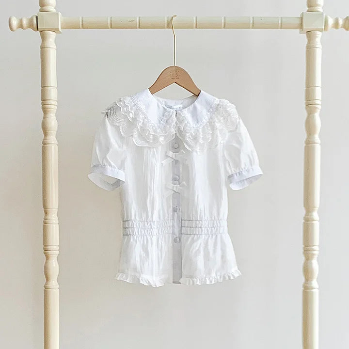 Classic Elegant Three-color Short-sleeved Inner Shirt Light Breathable Lolita Blouse Shirt