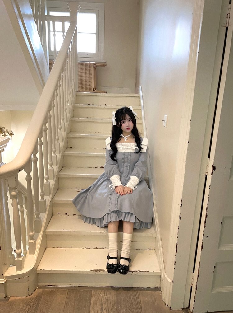 Classic Elegant Velvet Lolita OP Dress Sweet Bow