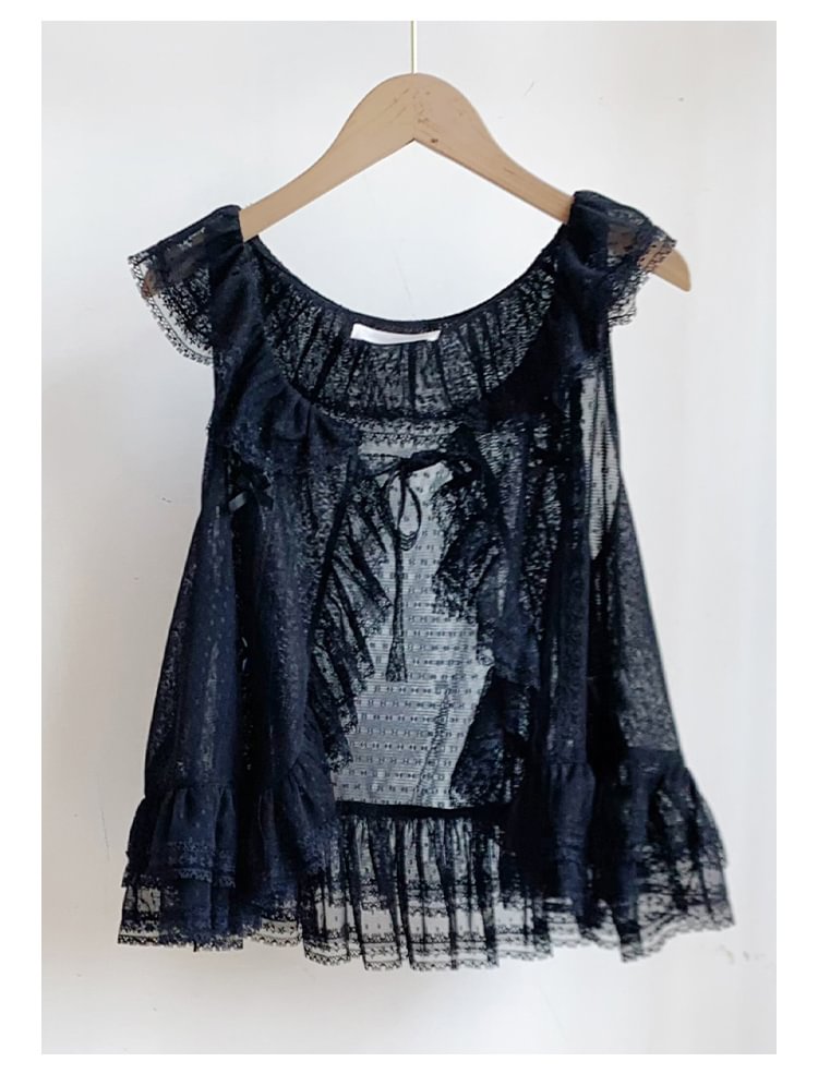 Classic Idyllic Four-color Versatile Lace Lace-up Vest Lolita Four-season Model