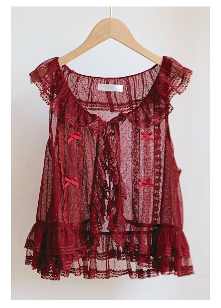 Classic Idyllic Four-color Versatile Lace Lace-up Vest Lolita Four-season Model