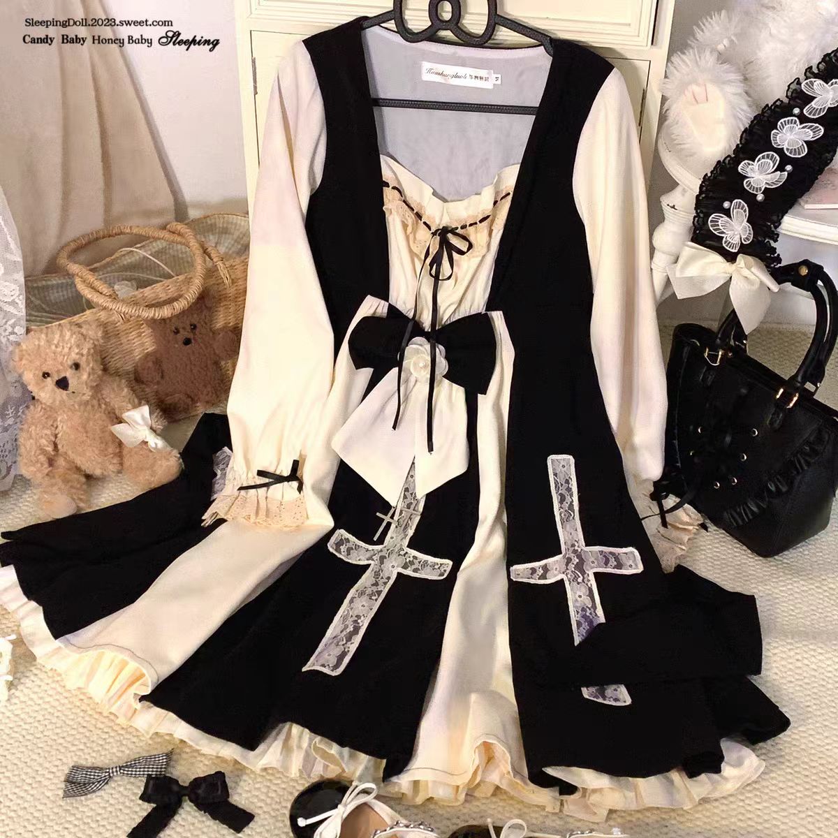 The Classic Black Red Rose Lolita OP Dress captures the timeless allure of vintage palace fashion. Featuring delicate lace, cross details, and rose accents, it balances elegance with gothic romance. The striking black and red color palette enhances its dramatic charm, while the refined silhouette highlights sophistication. Perfect for tea parties, gothic gatherings, or special events, this OP dress embodies the essence of classic Lolita grace with a touch of mysterious nobility.