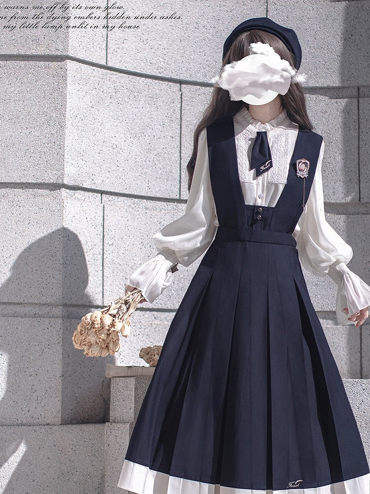 Classic Lolita Black and White Dress Western Uniform Retro Vest Skirt Elegant Miss light loita