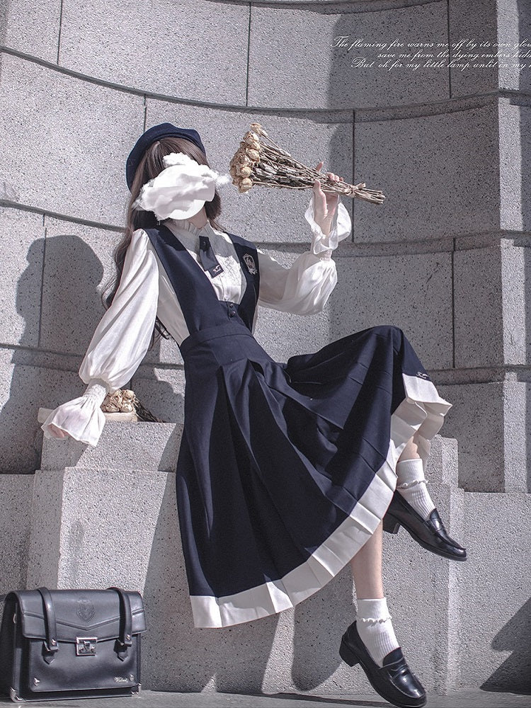 Classic Lolita Black and White Dress Western Uniform Retro Vest Skirt Elegant Miss light loita