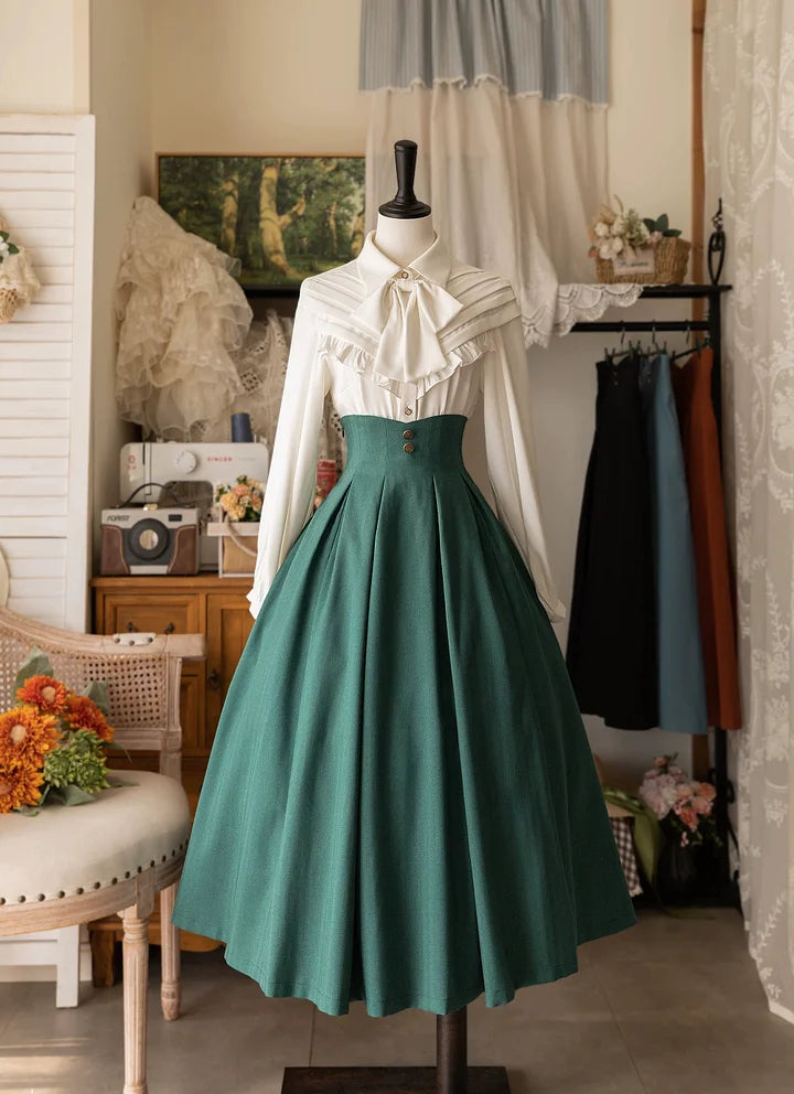 Classic Lolita French Elegant High Waist Skirt Vintage Long Skirt Set in Autumn Plus Size Graduation Ceremony Dress